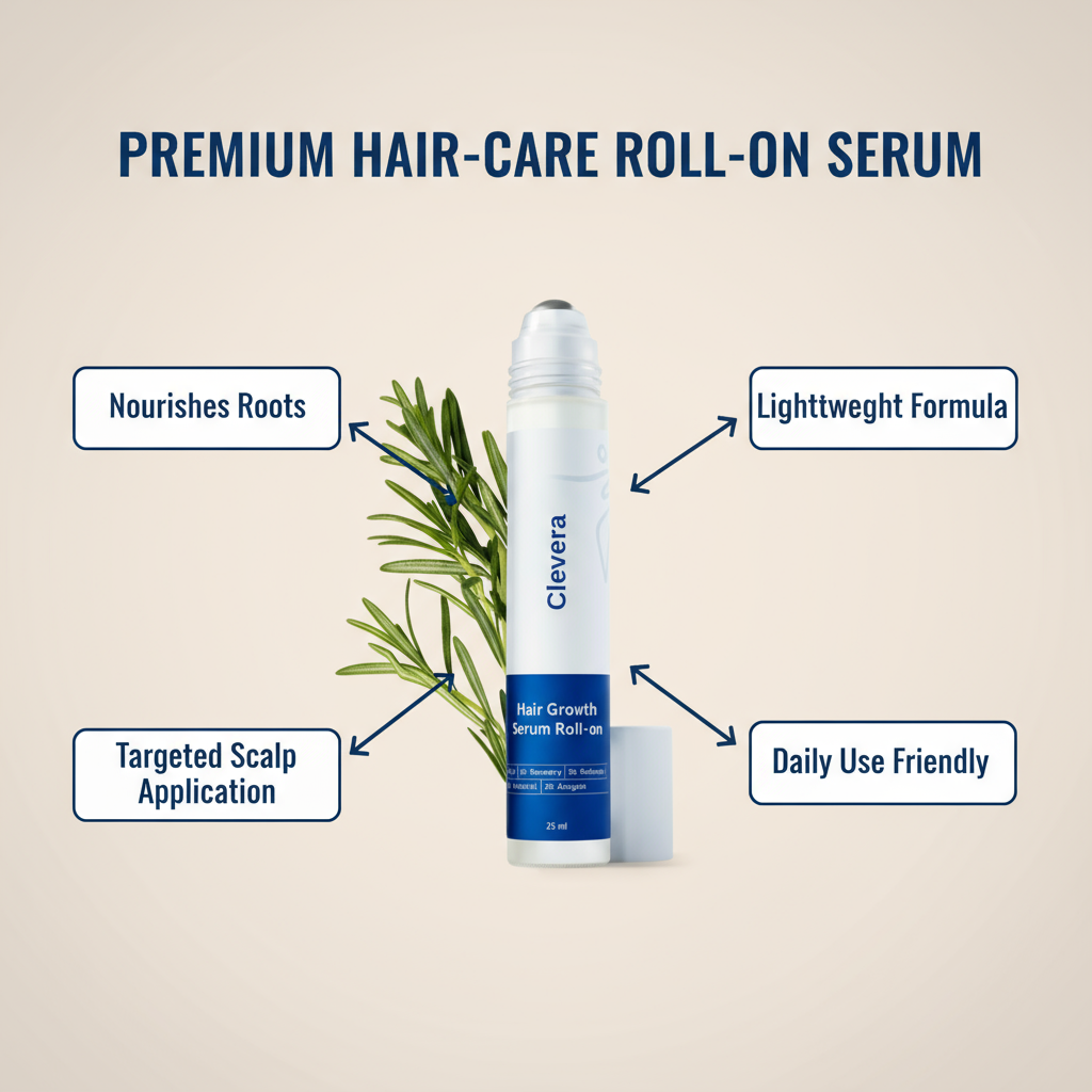 Clevera Hair Growth Roll-On Serum – BFCM Deal | Rosemary + Redensyl + AnaGain