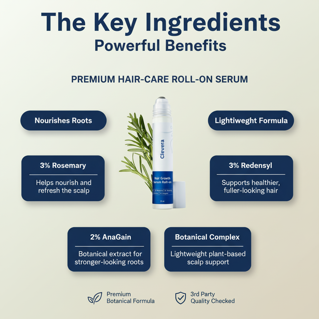 Clevera Hair Growth Roll-On Serum – BFCM Deal | Rosemary + Redensyl + AnaGain